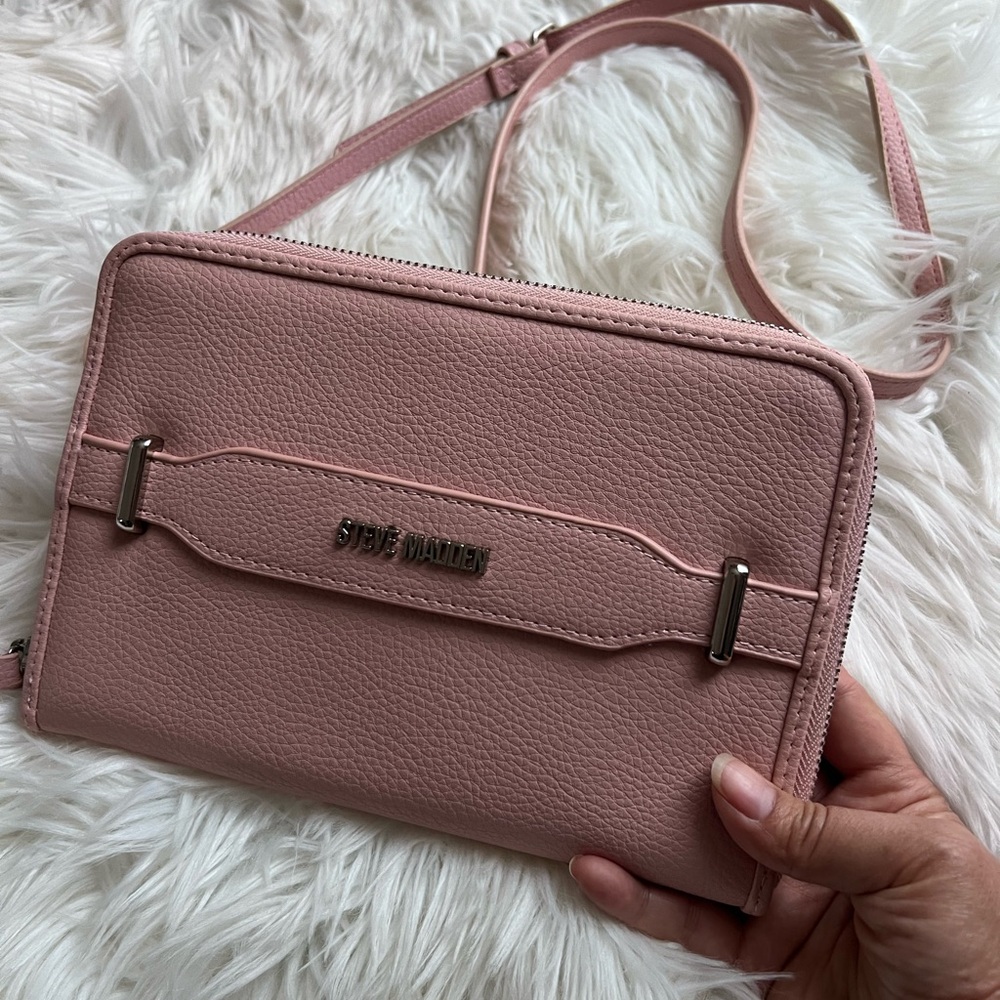 Steve Madden Crossbody Bag | Blush | Multi-Card Slot/Adjustable Strap | Clutch